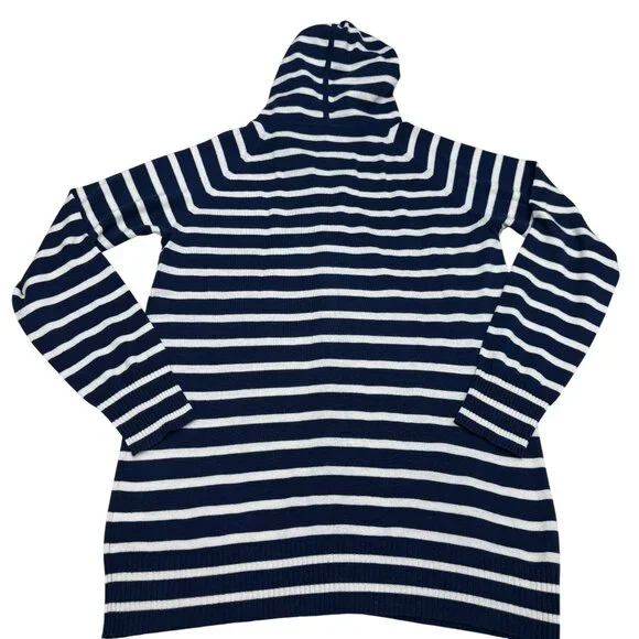 Joie Women's Wool Silk Blue White Striped Full Zip Hoodie Jacket, Size L - Picture 2 of 7
